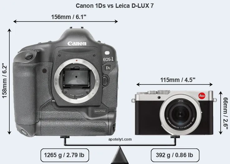 Size Canon 1Ds vs Leica D-LUX 7