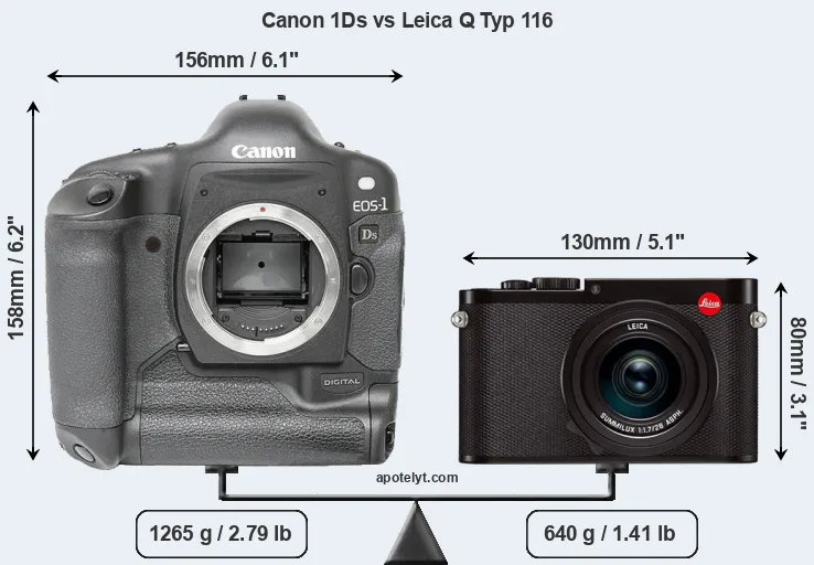 Size Canon 1Ds vs Leica Q Typ 116
