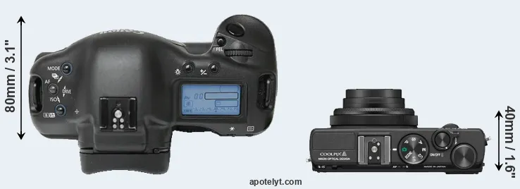 Compare 1Ds versus Coolpix A top