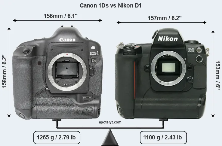 Size Canon 1Ds vs Nikon D1