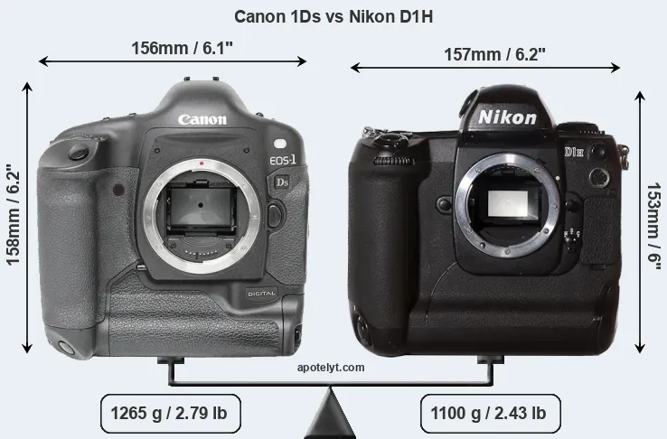 Size Canon 1Ds vs Nikon D1H