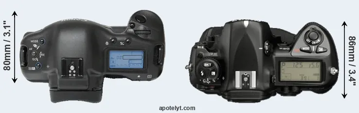 Compare 1Ds versus D2X top