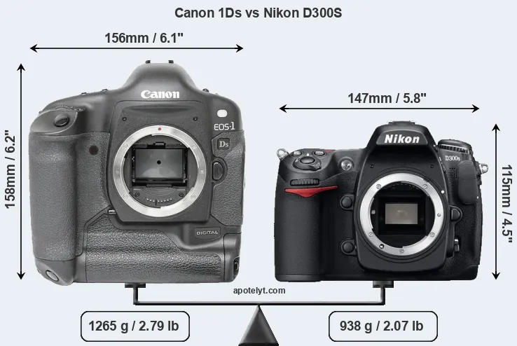 Size Canon 1Ds vs Nikon D300S
