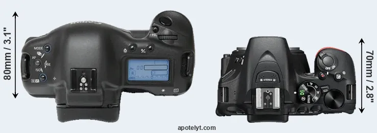 Compare 1Ds versus D5500 top