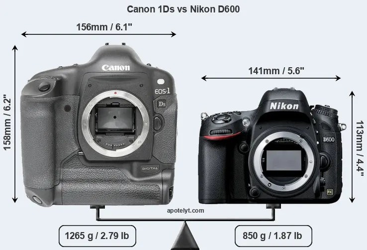 Size Canon 1Ds vs Nikon D600