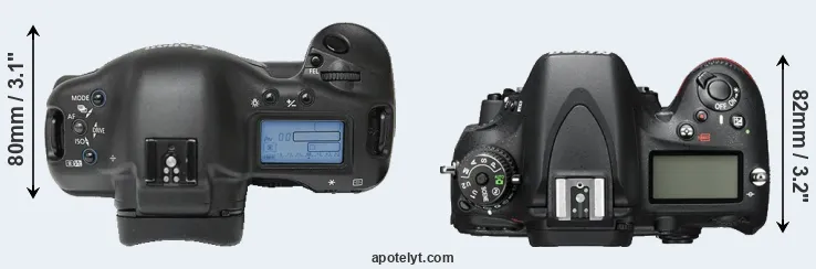 Compare 1Ds versus D600 top