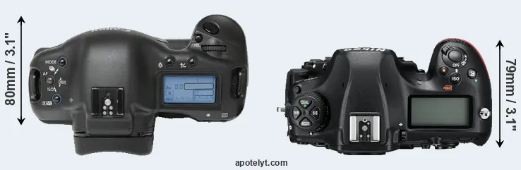 Compare 1Ds versus D850 top