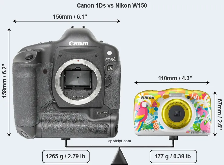 Size Canon 1Ds vs Nikon W150