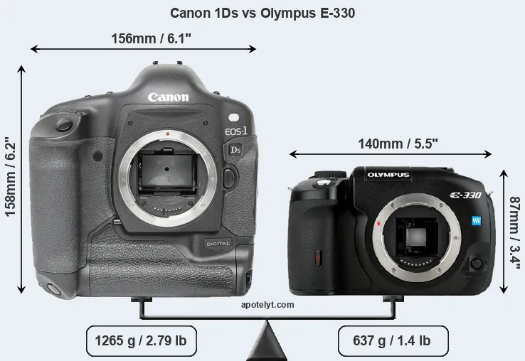 Size Canon 1Ds vs Olympus E-330