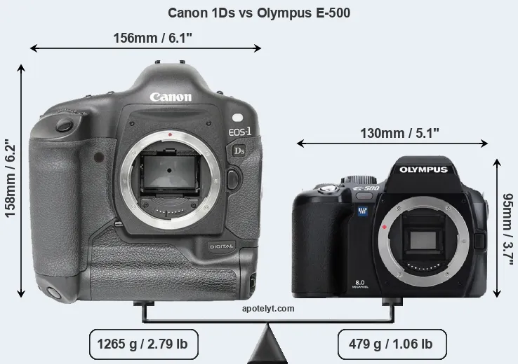 Size Canon 1Ds vs Olympus E-500