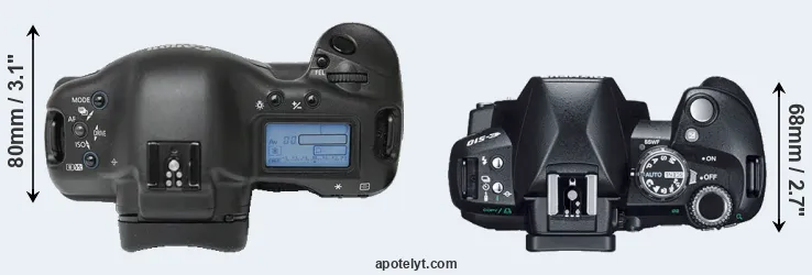 Compare 1Ds versus E-510 top