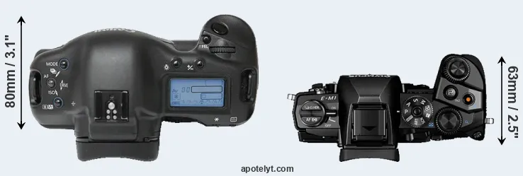 Compare 1Ds versus E-M1 top