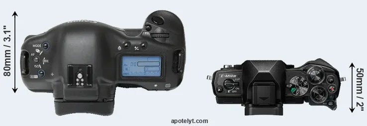 Compare 1Ds versus E-M10 III top