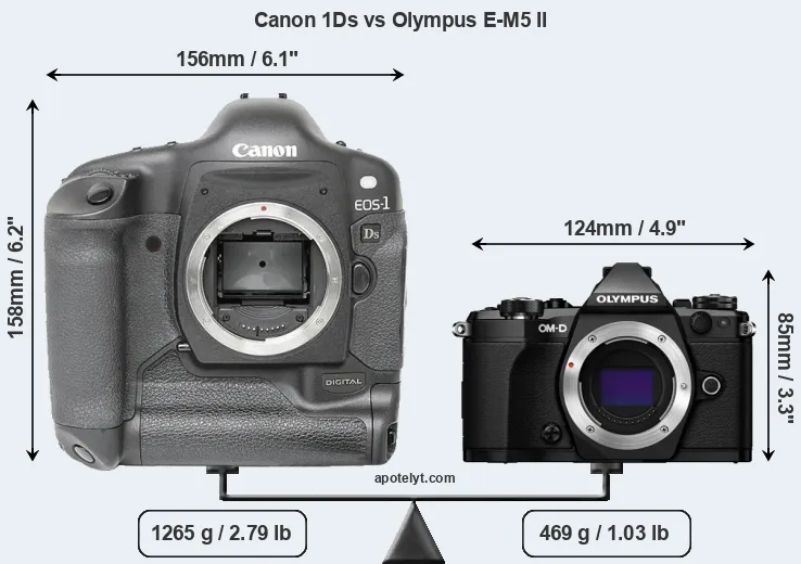 Size Canon 1Ds vs Olympus E-M5 II