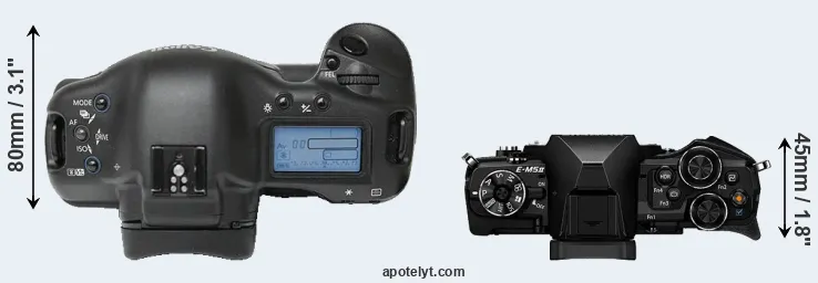 Compare 1Ds versus E-M5 II top