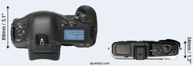 Compare 1Ds versus E-P3 top