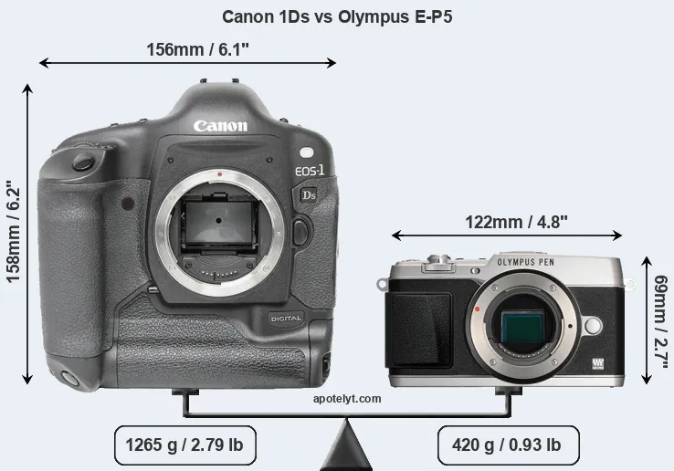 Size Canon 1Ds vs Olympus E-P5