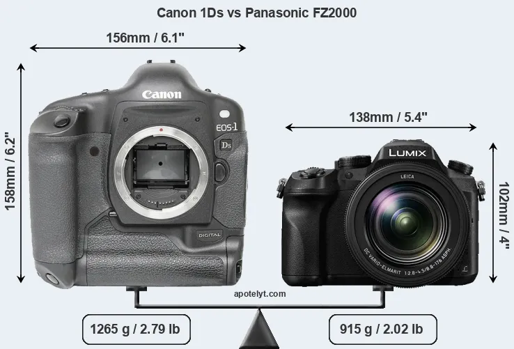Size Canon 1Ds vs Panasonic FZ2000