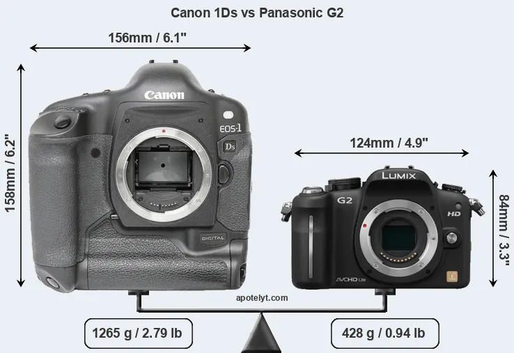Size Canon 1Ds vs Panasonic G2