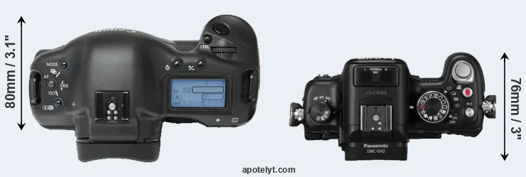 Compare 1Ds versus GH2 top