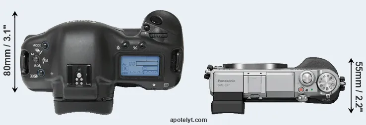 Compare 1Ds versus GX7 top
