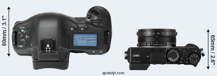 Compare 1Ds versus LX100 II top