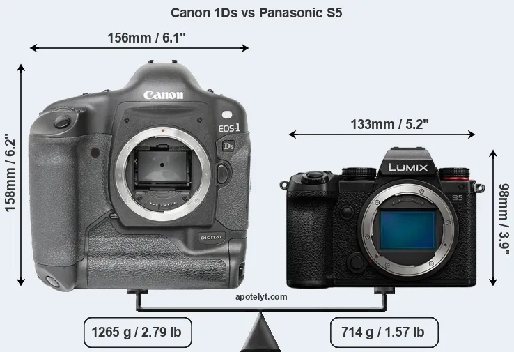 Size Canon 1Ds vs Panasonic S5