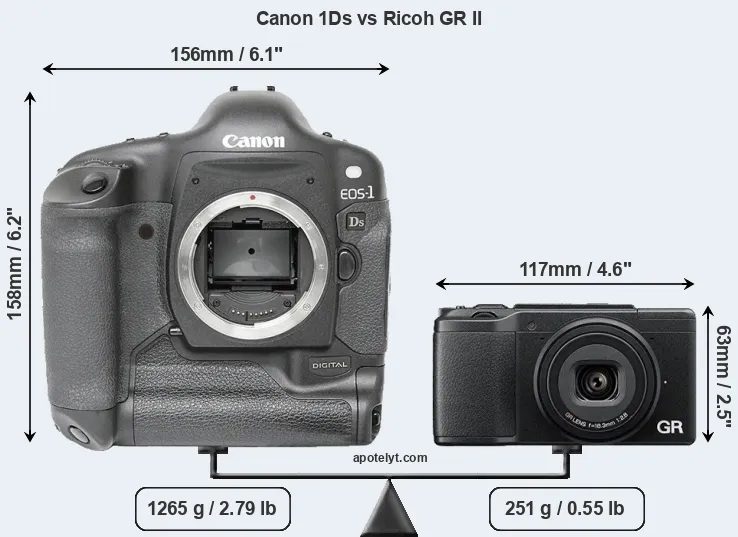 Size Canon 1Ds vs Ricoh GR II