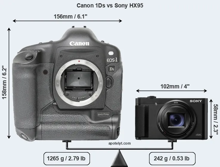 Size Canon 1Ds vs Sony HX95