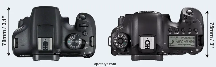 Compare 2000D versus 6D Mark II top