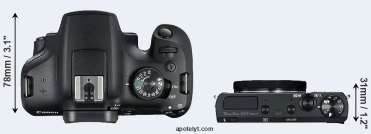 Compare 2000D versus G9X Mark II top