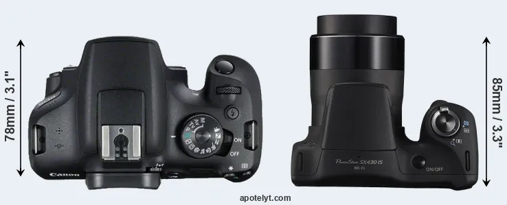 Compare 2000D versus SX430 top