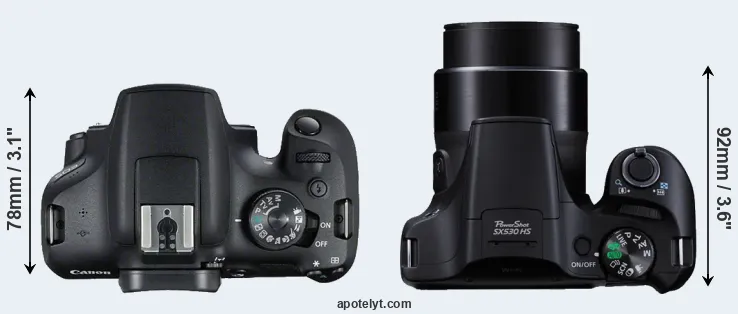 Compare 2000D versus SX530 top