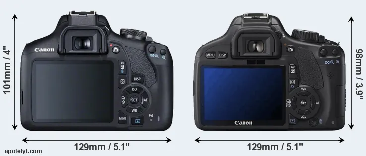 Comparison 2000D or T2i rear