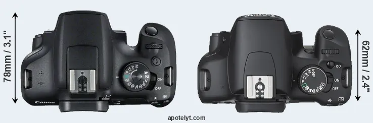 Compare 2000D versus XSi top