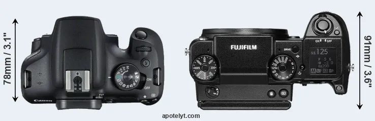 Compare 2000D versus GFX 50S top