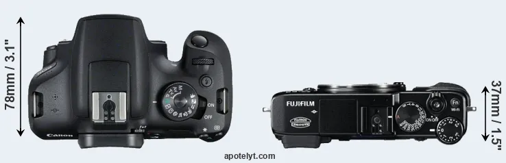 Compare 2000D versus X-E2 top