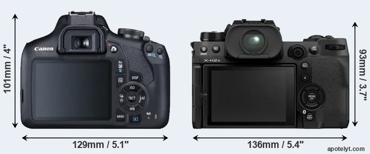 Comparison 2000D or X-H2S rear