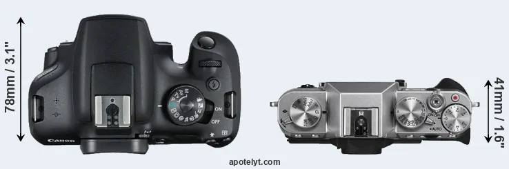 Compare 2000D versus X-T10 top