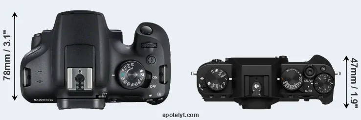 Compare 2000D versus X-T30 II top