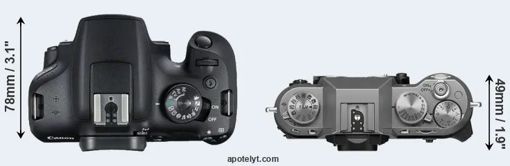 Compare 2000D versus X-T50 top