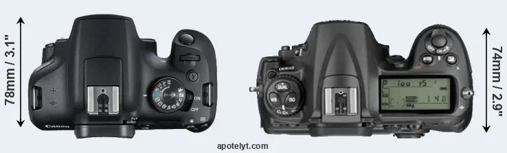 Compare 2000D versus D300 top