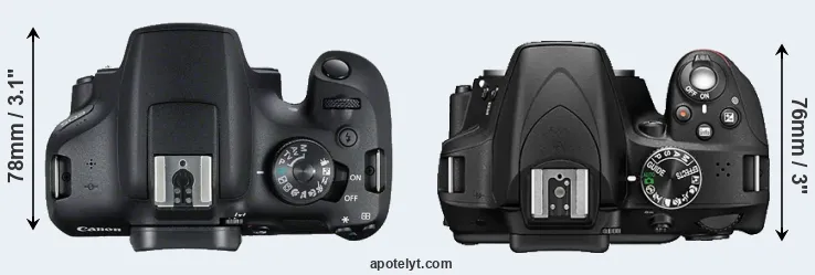 Compare 2000D versus D3300 top