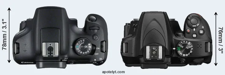 Compare 2000D versus D3400 top