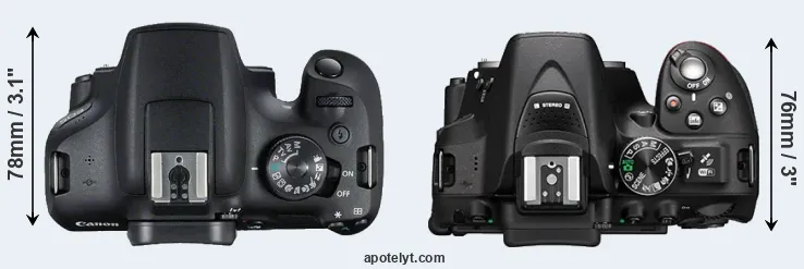 Compare 2000D versus D5300 top