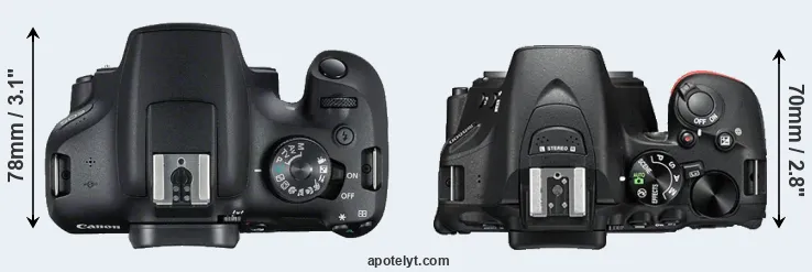 Compare 2000D versus D5500 top