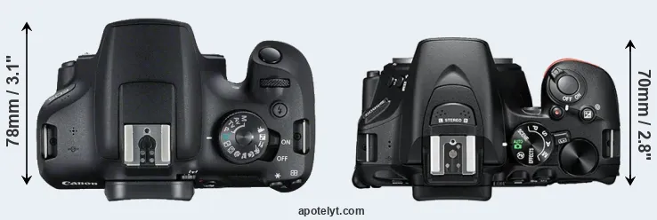 Compare 2000D versus D5600 top