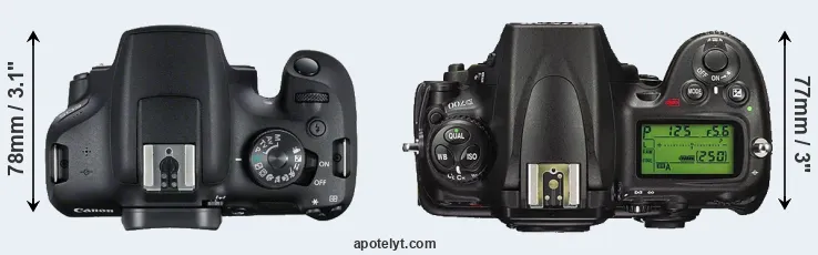 Compare 2000D versus D700 top