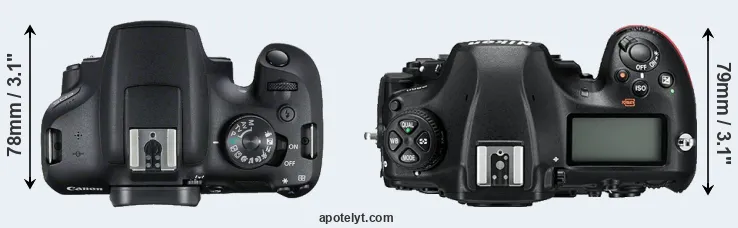 Compare 2000D versus D850 top