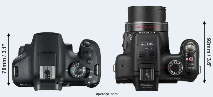 Compare 2000D versus FZ150 top